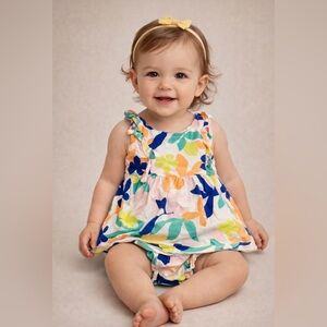 Carter's Multicolor Floral Dress and Diaper Cover Set